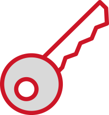 Roter Schlüssel mit gezackten Schaft